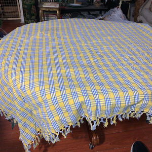 April Cornell Plaid Tablecloth One Size Yellow Blue